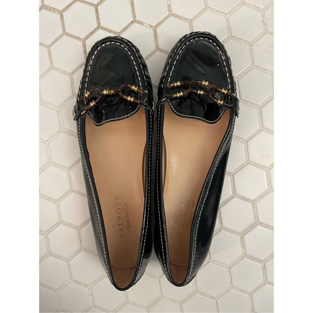 EUC Talbots Patent Leather Black Loafers 8B